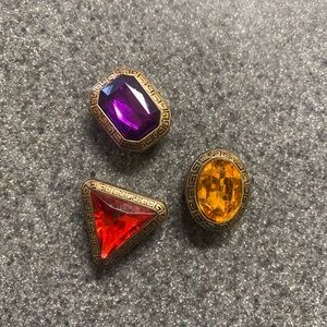 Vintage80’s-Inspired Multicolor Gemstone Statement Button Covers Set